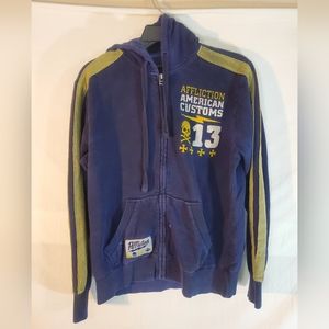 Affliction American Customs Men's Medium Full-Zip Embroidered Skull Sweatshirt